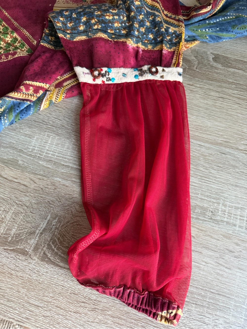 Ulla Popken Boho Patchwork Relaxed Fit V-Neck Tunic Burgundy Multi Size 20/22 - Picture 13 of 13
